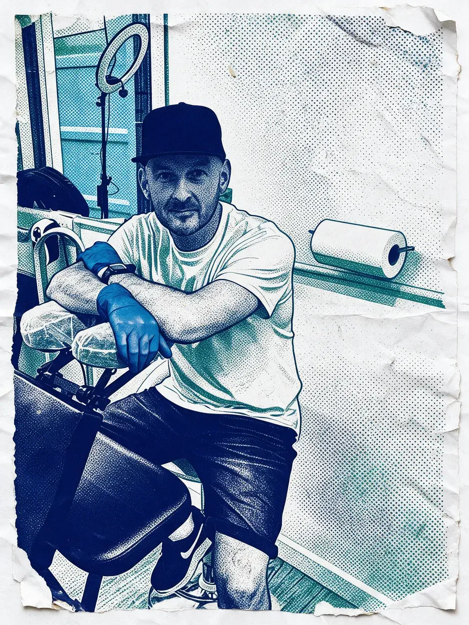 Street-poster portrait of Stuart Buckley, created from his own photo